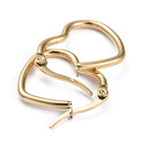 Stainless Steel Hoop Earrings Stainless Steel Heart Gold 24x19.5x 1x0.7mm Z408