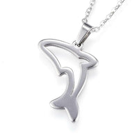 Stainless Steel Set Pendant Necklace Stud Earrings Dolphin 17.7" Pin 0.8mm P467