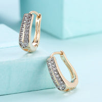 Yellow Gold Plated Earrings  Hoop Huggies AAA Zirconia  Latch Back Clasp L563