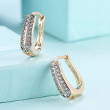 Yellow Gold Plated Earrings  Hoop Huggies AAA Zirconia  Latch Back Clasp L563