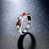 Stainless Steel Bridal Engagement Wedding Ring AAA Zirconia Gay Pride B464