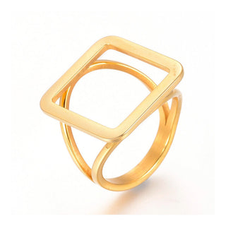 304 Stainless Steel Finger Rings Square Gold Size 7 17mm  A24