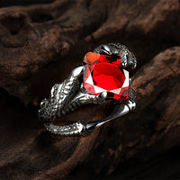 Stainless Steel Vintage Antique Ring Men Biker Ghotic Dragon Claw Red Black B529