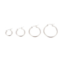 Stainless Steel Hoop Earrings Mixed Size Silver 15~31x14~29x2mm 4Pairs Z384