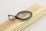 PU Leather Handmade Bracelet Mens  Unisex  Wrap Tribal  Black Blue Adjust H221