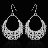 Sterling Silver Dangle Chandelier Hoop Pierced Earrings L158