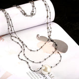 Snake On Beads Chain Pearls Beaded Necklace L65