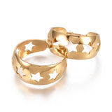 Stainless Steel Thick Hoop Earrings Stainless Steel Hollow Star 1.5mm Z434