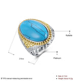 Yellow Gold Platinum Plated Halo Ring Kallaite Stone Blue B514