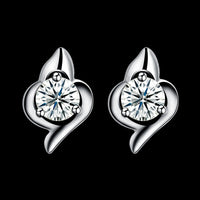 Sterling Silver Earrings  Stud AAA Zirconia  Push Back Clasp L734