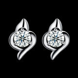 Sterling Silver Earrings  Stud AAA Zirconia  Push Back Clasp L734