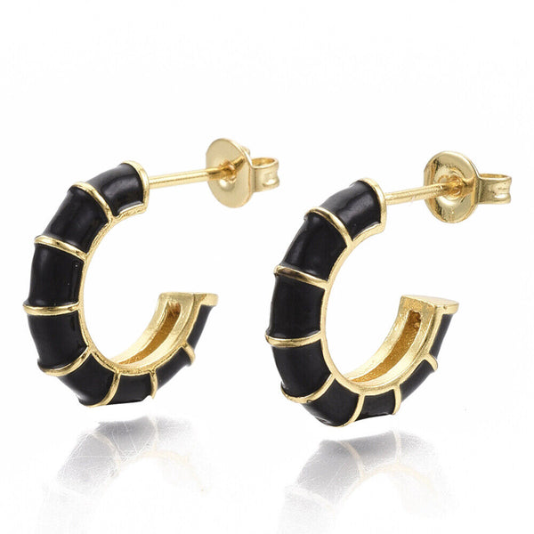 Earrings Hoop Earrings Enamel Earring Backs Bamboo Black 0.7mm Z430