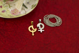 Stainless Steel Lovers Gender Zirconia Pendant Beads Necklace Silver Gold L176