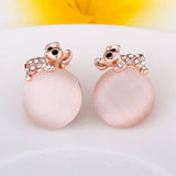 Rose Gold Zirconia Drop Stud Earrings L93