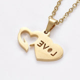 Stainless Steel Set Earring Pendant Necklace Double Heart Valentine Day P786