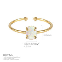 Opal Cuff Ring Environmental Brass Findings Gold Adjustable 17.5mm P388