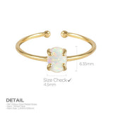 Opal Cuff Ring Environmental Brass Findings Gold Adjustable 17.5mm P388