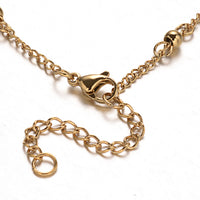 Rosary Bead Bracelet Cross Stainless Steel Easter Oval Virgin Mary Gold 9" P305