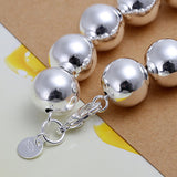 Unisex Sterling Silver Plated Bracelet Beads Balls Size 8 Inches 14MM Lobster  L36