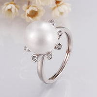 Gold Pearl Stone Zirconia Band Flower Weeding Ring Size 8 B124