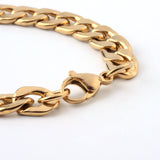 316 Stainless Steel Curb Necklace Lobster Clasp Gold 24.4" 7mm P118