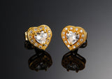 Gold Plated Earring  Heart AAA Cubic Zirconia Women's G198