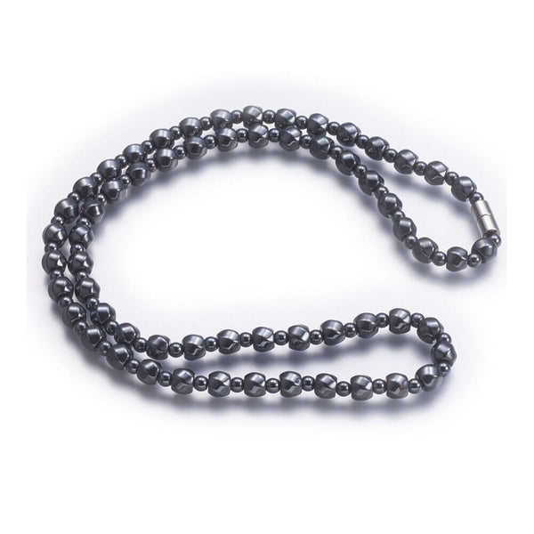 Non-magnetic Synthetic Hematite Beaded Necklaces Magnetic Twist 24'' 61cm Z542