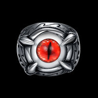 Stainless Steel Gothic Biker Tribal Ring Black Red Men's Unisex Evil Eye B227