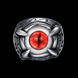 Stainless Steel Gothic Biker Tribal Ring Black Red Men's Unisex Evil Eye B227