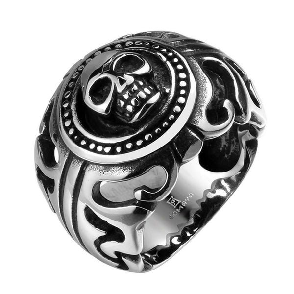 Stainless Steel Antique Gothic Biker Tribal Ring Black Men's Unisex Skull B173