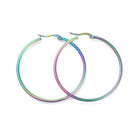304 Stainless Steel Hoop Earrings Ring Multi-color 46~46.5x2mm pin 0.6x1mm P335