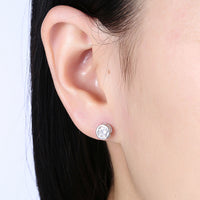 Sterling Silver Earrings  Stud AAA Zirconia  Push Back Clasp L759