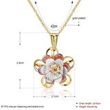 Yellow Rose Gold Plated Necklace Pendant Flower Drop 19 Inches 1MM Lobster B283