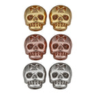 Rose Gold Platinum Plated Earrings Stud Push Back Skull .56" L316