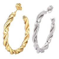 Stainless Steel Half Hoop Earrings Stud  Hypoallergenic Twisted Ring Gold  Z279