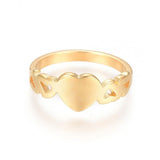 Valentine's Day 304 Stainless Steel Ring Heart Gold Size 5~9 15~19mm Z682