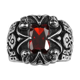 Stainless Steel Gothic Biker Tribal Ring Black Red Men's UnIsex B202