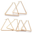 304 Stainless Steel Hoop Earrings Triangle Gold 64x51x2mm Pin 0.8mm  P612