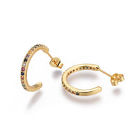 Micro Pave Cubic Zirconia Stud Earrings Hoop Earrings Gold 18x23x2mm 0.7mm Z398