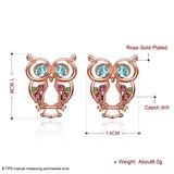 Rose Gold Plated Multicolor Earrings Stud Czech AAA Zirconia Push Back L186