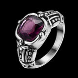 Stainless Steel Antique Gothic Biker Tribal Ring Black Purple Men's Unisex B203