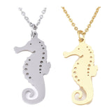 Stainless Steel Pendant Necklace Seahorse Silver 17.5 1.5mm Silver Gold Z625