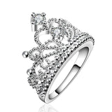 Sterling Silver Plated Fashion Ring AAA Zirconia Women Crown B376