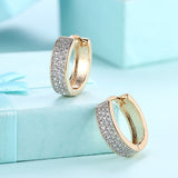 Yellow Gold Plated Earrings  Hoop Huggies AAA Zirconia  Latch Back Clasp L567