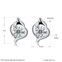 Sterling Silver Earrings  Stud AAA Zirconia  Push Back Clasp L730