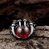 Stainless Steel Antique Gothic Biker Tribal Ring Black Red  Men's Unisex B208