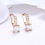 Yellow Gold Plated Earrings  Hoop Huggies AAA Zirconia  Latch Back Clasp L551
