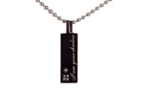 Stainless Steel Tag Zirconia Pendant Beads Necklace Unisex Black L179