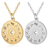 Stainless Steel Pendant Necklaces  Round Constellations Silver Gold 15.7" P382