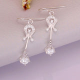 Sterling Silver Drop Dangle Hook Earrings  Zirconia L57